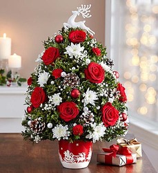 Santa’s Sleigh Ride™ Holiday Flower Tree® Cottage Florist Lakeland Fl 33813 Premium Flowers lakeland