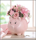 Baby  Girl Piggy Bank Bouquet