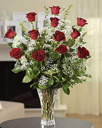 Classic Dozen Roses Marquis by Waterford Crystal Vase Cottage Florist Lakeland Fl 33813 Premium Flowers lakeland