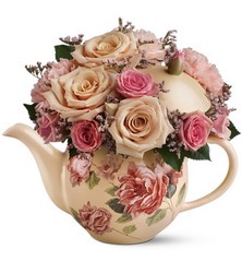 Teleflora's Victorian Teapot Bouquet Cottage Florist Lakeland Fl 33813 Premium Flowers lakeland