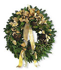Golden Evergreen Wreath Cottage Florist Lakeland Fl 33813 Premium Flowers lakeland